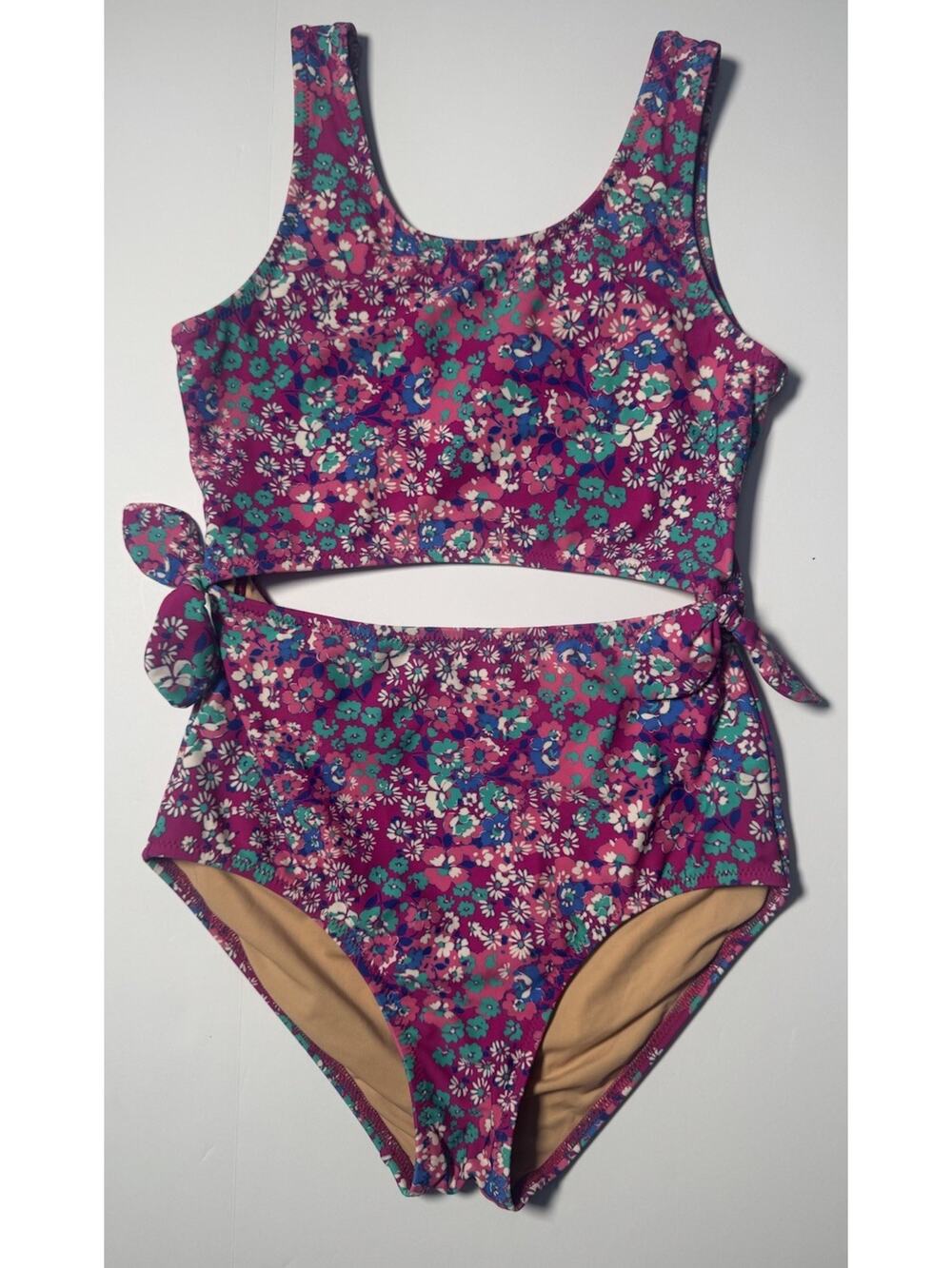 NW0T Crewcuts J. Crew Print Cutout One Piece Swimsuit Blue Girls Size 12